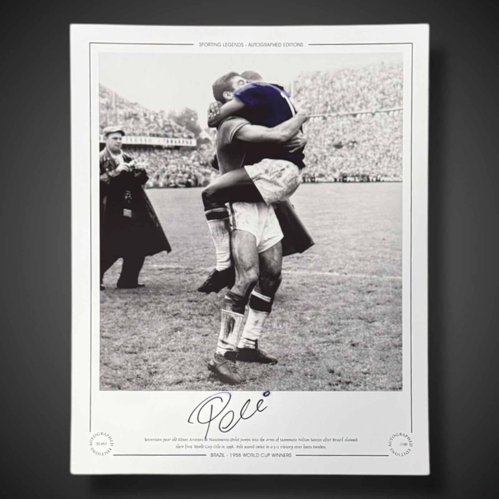Pele Hand Signed 1958 World Cup Winners Brazil Photo (Faded signature) £185