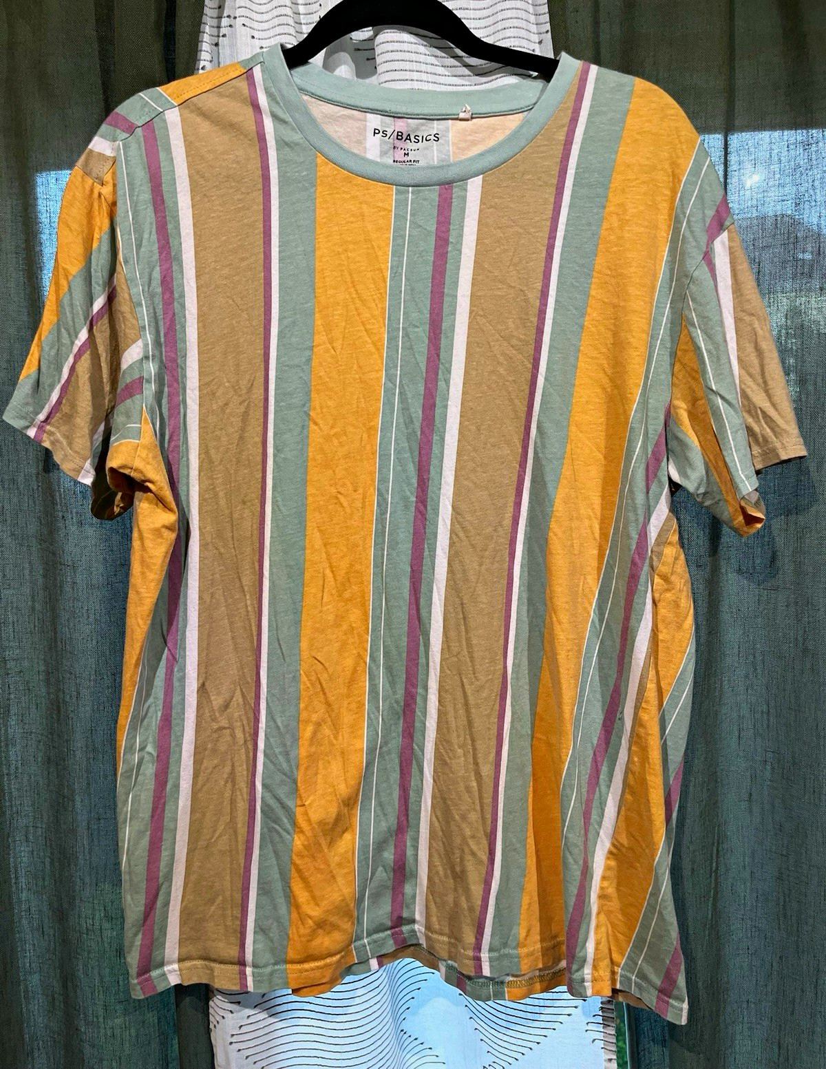 PS/BASICS by PacSun Men’s M Multicolor Striped Regular Fit Crew Neck T-shirt