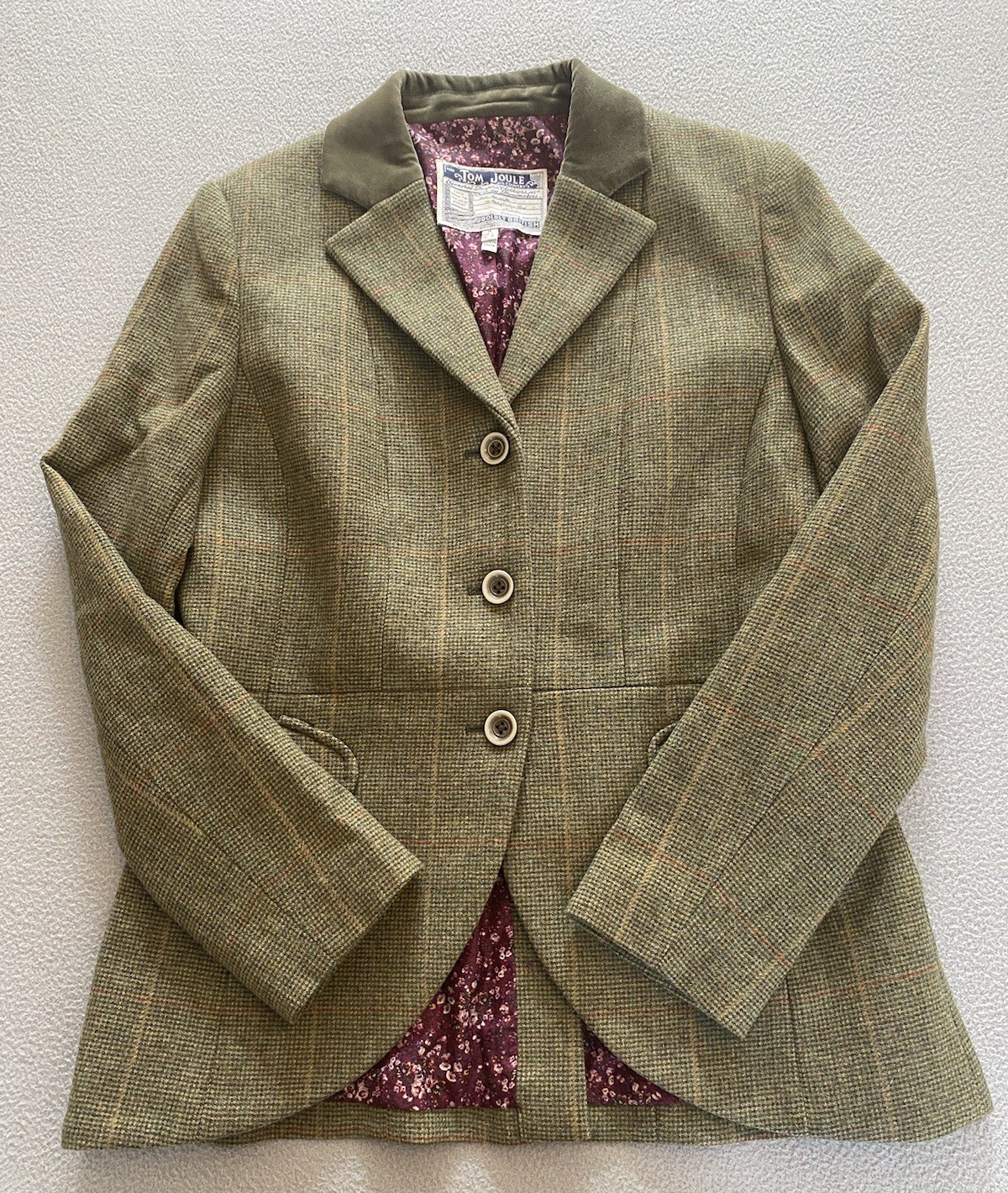 JOULES BLAZER SZ 14 100% WOOL TOM JACKET WOMENS HARCOMBE TOAD GREEN VELOUR