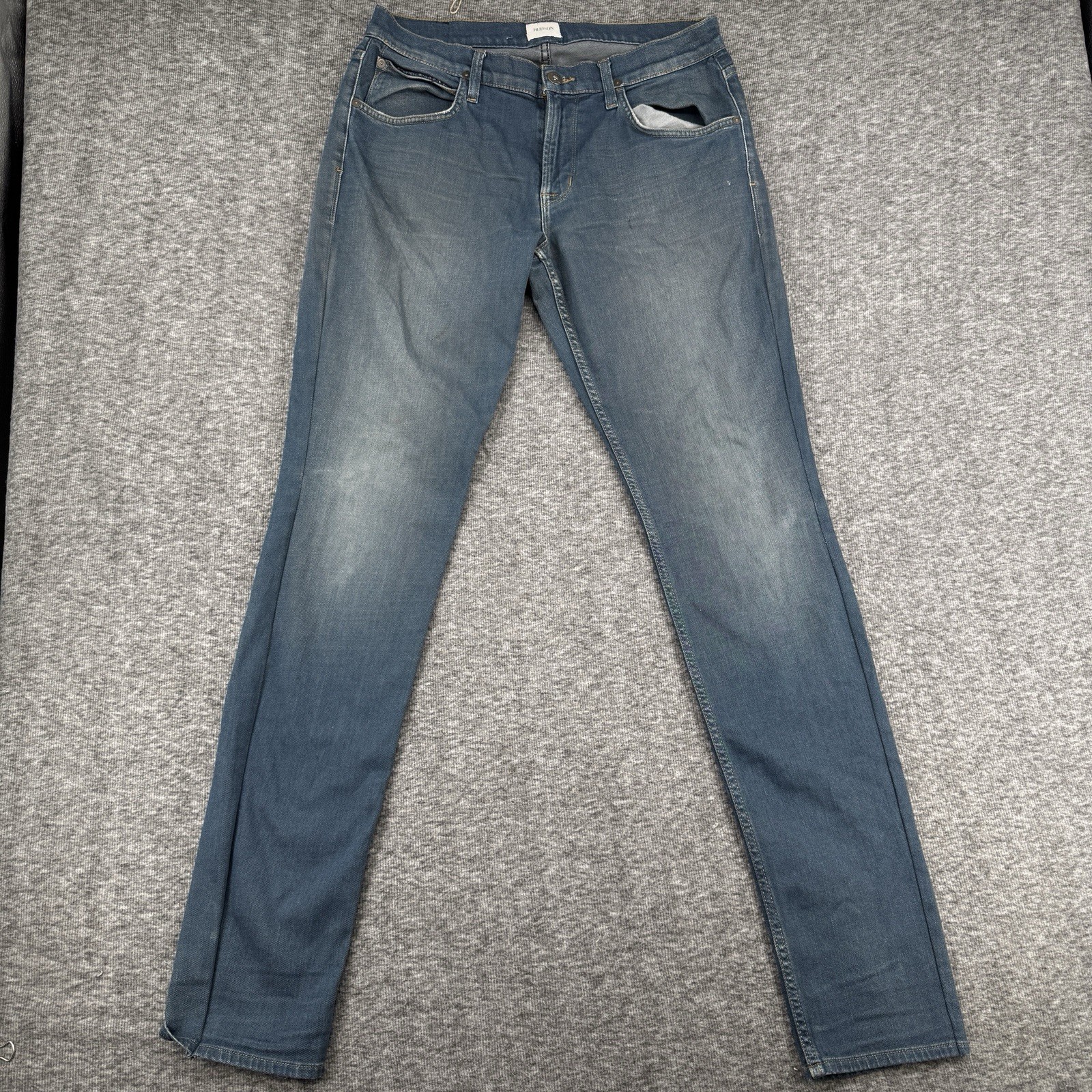 Hudson Blake Slim Straight Zip Fly Mens Denim Jeans Dark Mudd Wash Size 32