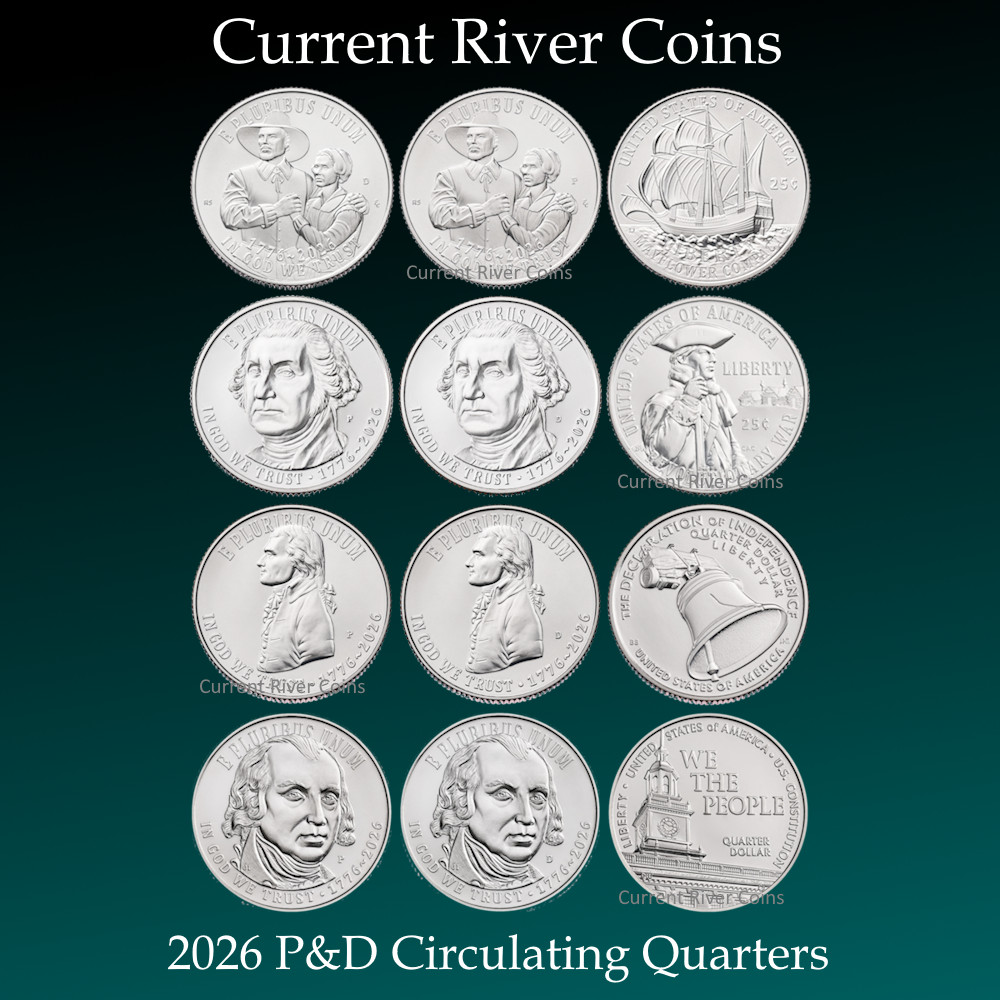 First Four 2026 P&D Circulating  Quarters In Mint UNC Condition 8 Total Coins