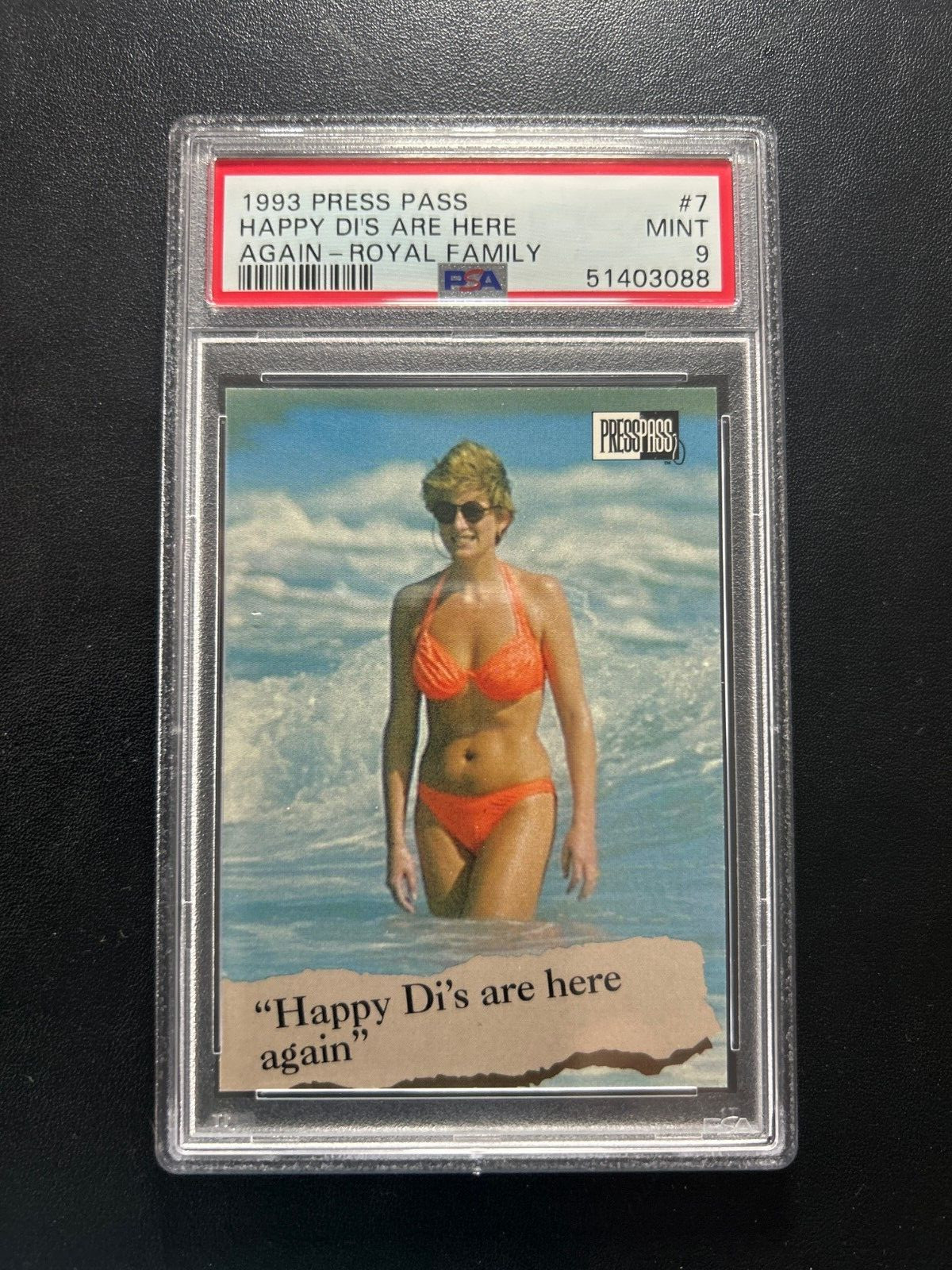 Princess Diana Happy Di's Royal Family 1993 Press Pass #7 PSA Graded Mint Princess Diana Happy Di's Royal Family 1993 Press Pass #7 PSA Graded Mint