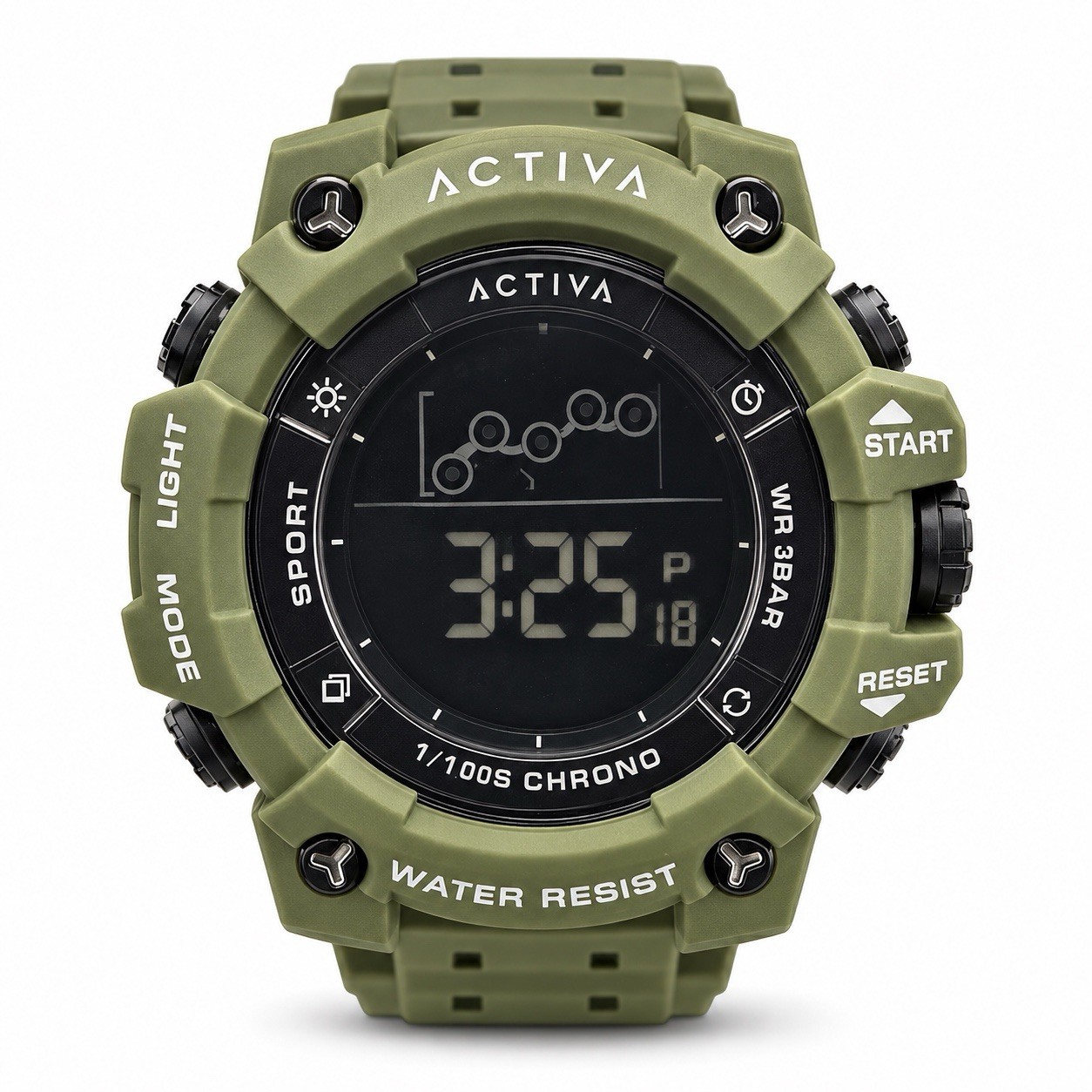 Activa x Invicta Rally Unisex 50mm Digital Watch Army Green ACW-GA-M-105 Set