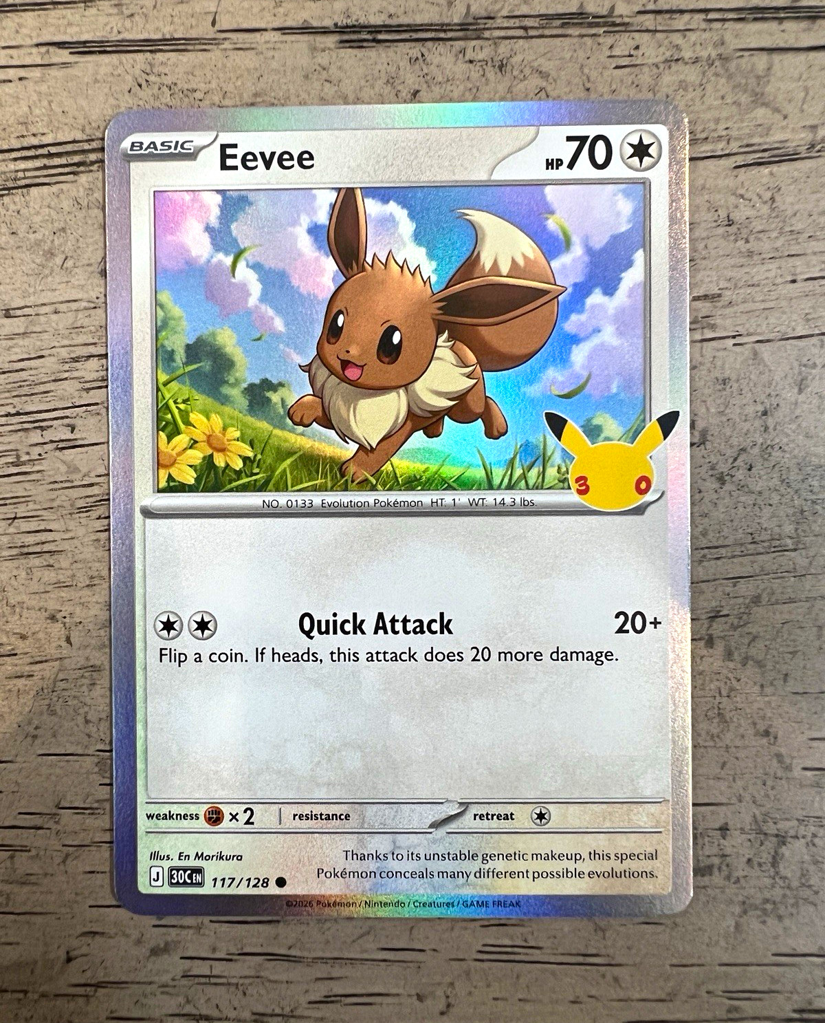 Pokemon TCG Eevee 117/128 Scarlet & Violet 151 Holo Common English 2023