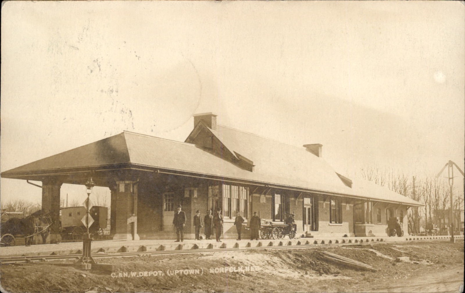 Norfolk NE Railroad Depot c1900s-10s Real Photo Vintage Postcard bhn