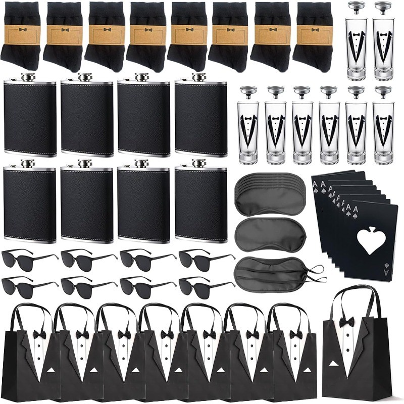 64Pcs Groomsmen Gifts Set of 8 for Wedding Day, Groomsmen Proposal Gift - Tuxedo 64Pcs Groomsmen Gifts Set of 8 for Wedding Day, Groomsmen Proposal Gift - Tuxedo