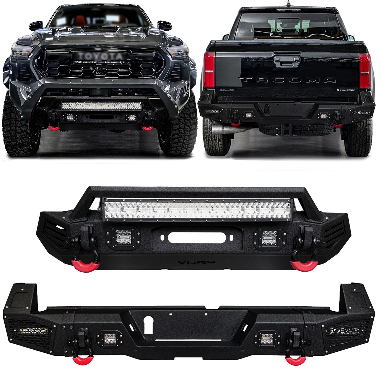 Vijay For 2024-2026 4th Gen Tacoma Steel Front or Rear Bumper with LED Lights