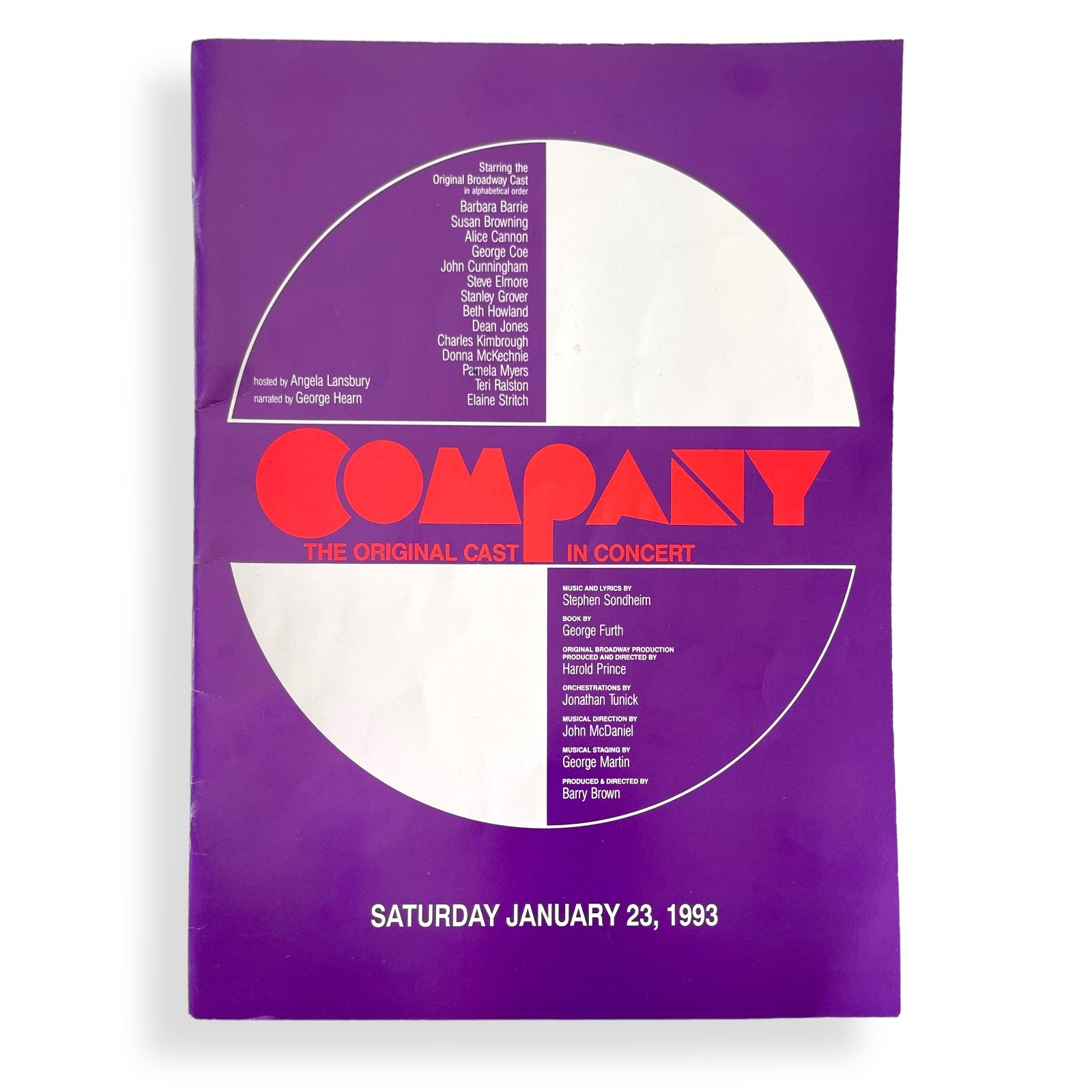 Sondheim’s COMPANY, Original Broadway Cast, 1993 Reunion Concert, Program