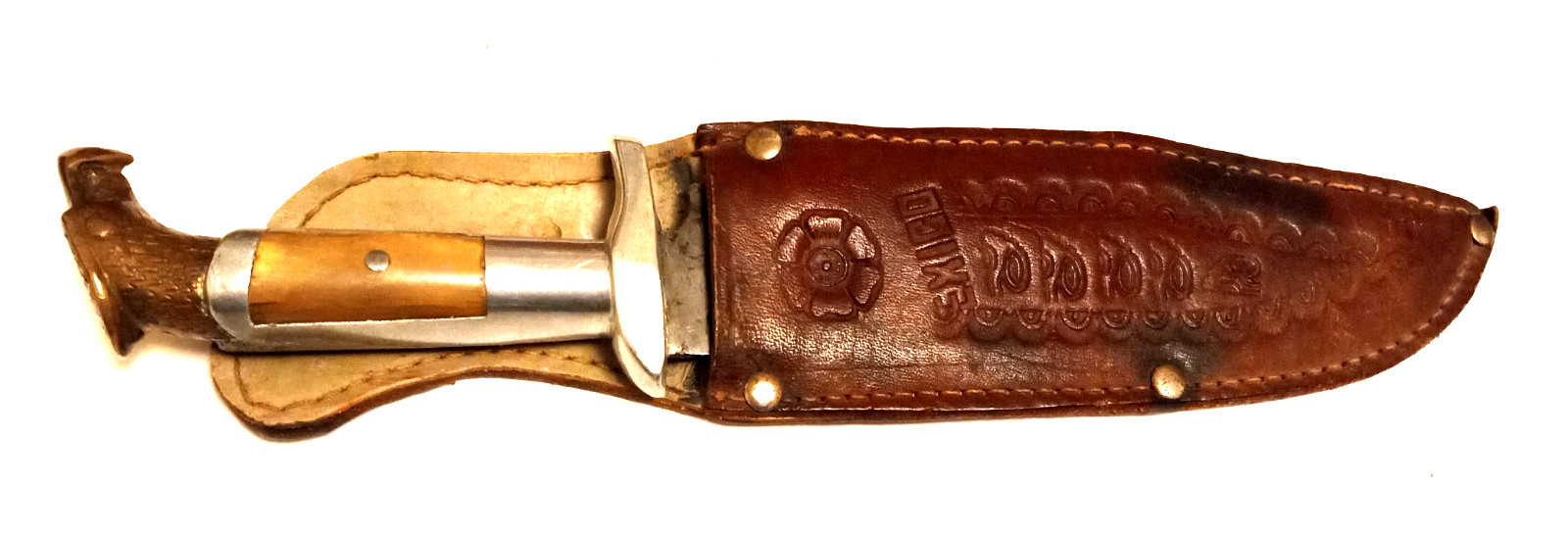 SALE - Vintage Custom Mexican Bowie Style Knife, 11-in OAL, 6.5-in Etched Blade.