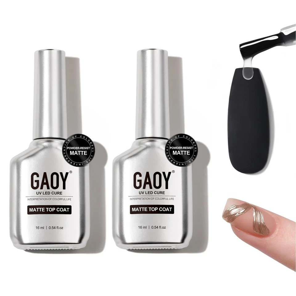 GAOY 2 Pcs Matte Gel Top Coat for Nail 2 Powder-Resist GAOY 2 Pcs Matte Gel Top Coat for Nail 2 Powder-Resist
