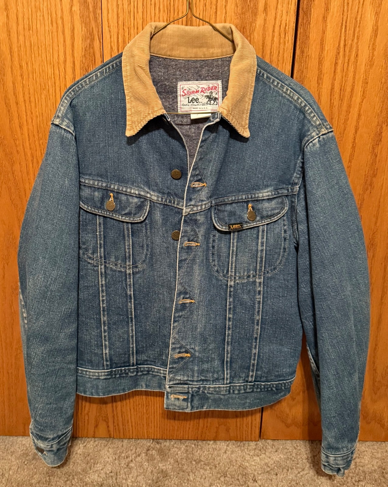 Vintage 70s 80s Lee Storm Rider Dark Wash Denim Blanket Lined Jacket Men 38R
