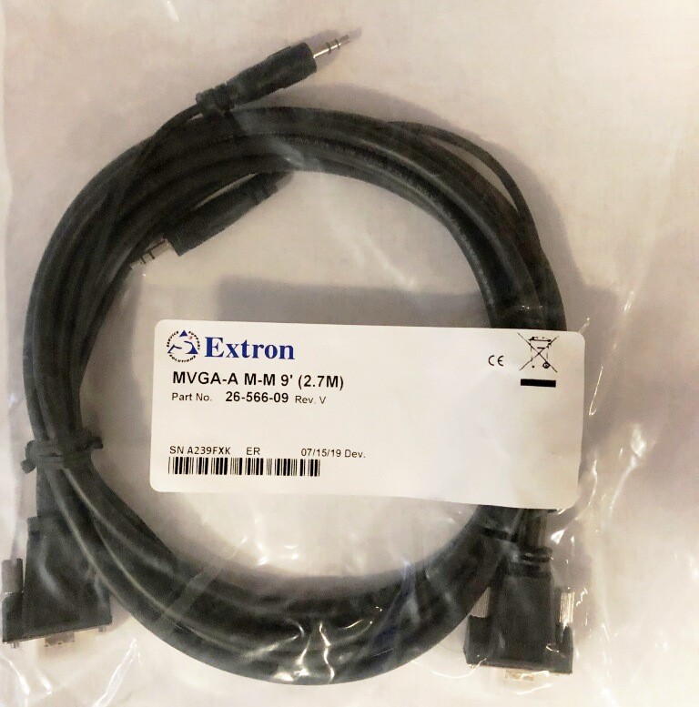 Extron 26-566-09 Male-Male VGA with Audio Cable - Molded Connectors. 9-feet Extron 26-566-09 Male-Male VGA with Audio Cable - Molded Connectors. 9-feet