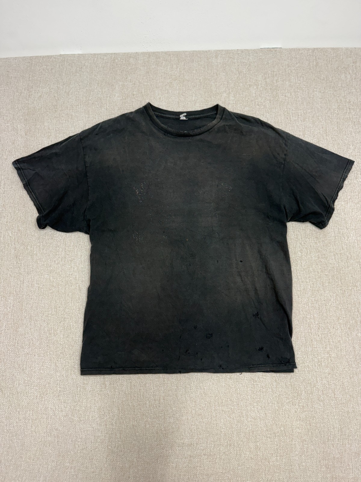 Vintage Delta Mens Large Distressed Sun Faded Black Blank Boxy T Shirt Thrashed
