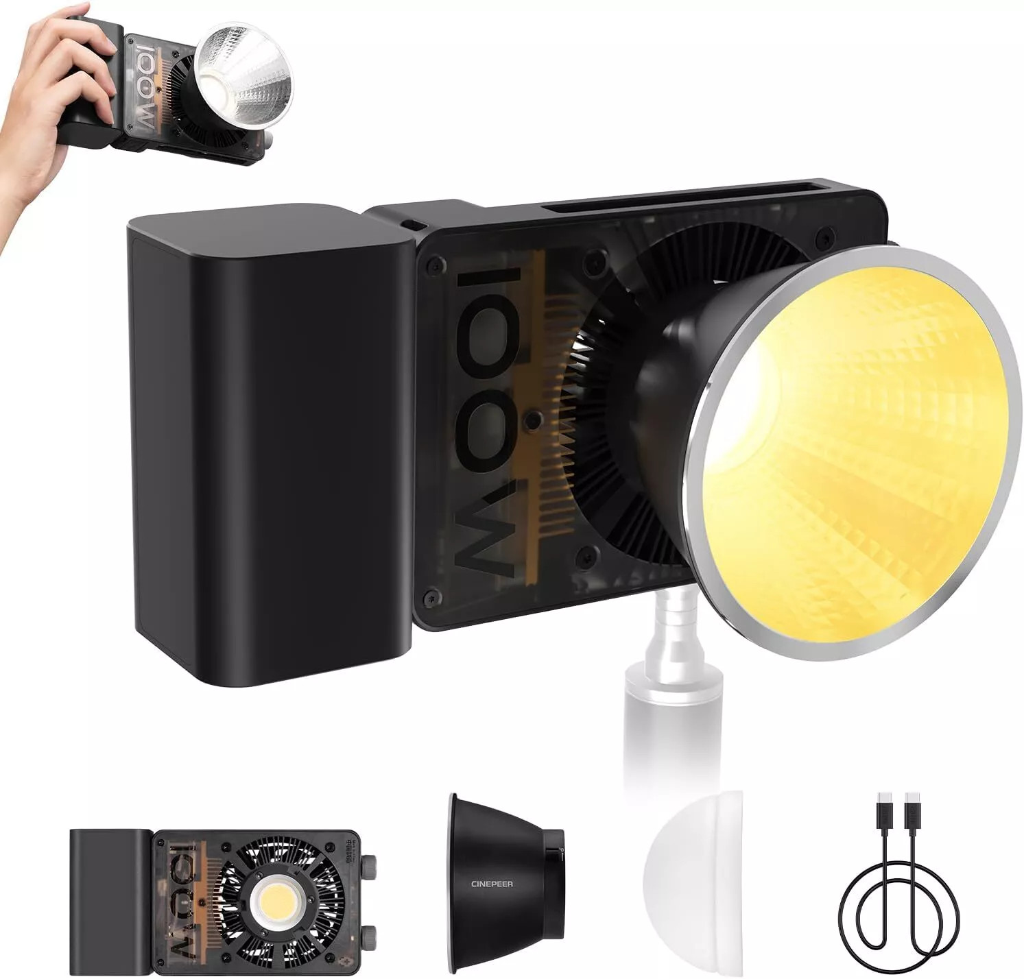 Zhiyun Cinepeer CX100 100W COB Bi-Color LED Video Light Built-in 4500mAh Battery Zhiyun Cinepeer CX100 100W COB Bi-Color LED Video Light Built-in 4500mAh Battery