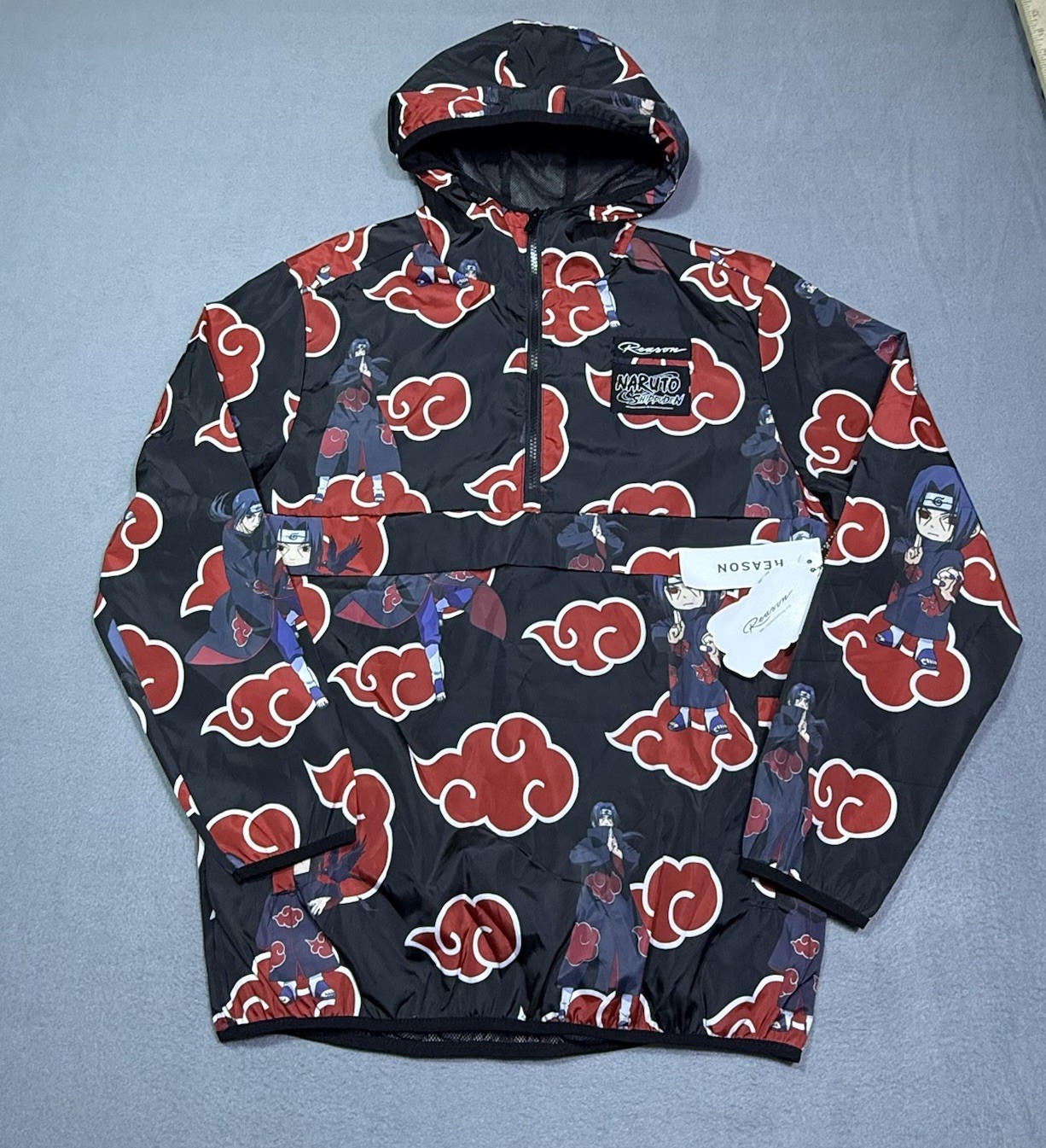 Reason x Naruto Shippuden Itachi Akatsuki Windbreaker Jacket Mens M Anime NEW