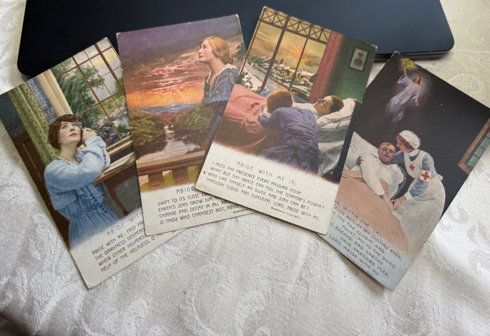 Set of 4 WWI antique postcards from Bamforth & Co 