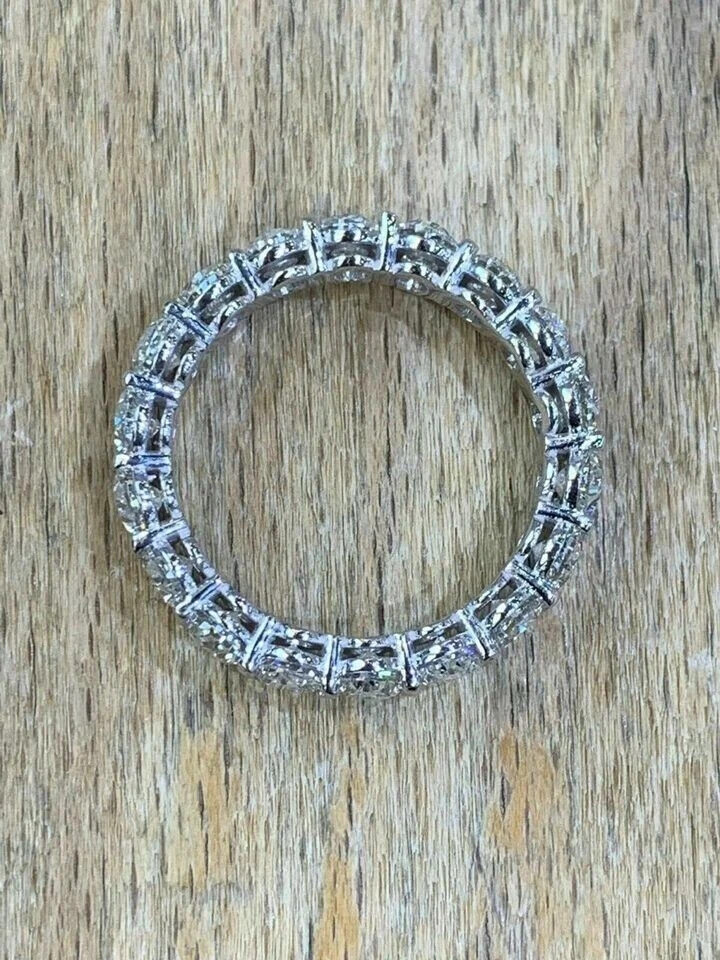 Certified 5Ct Oval Cut Lab-Grown/CVD Diamond Full Eternity Band 14K White Gold