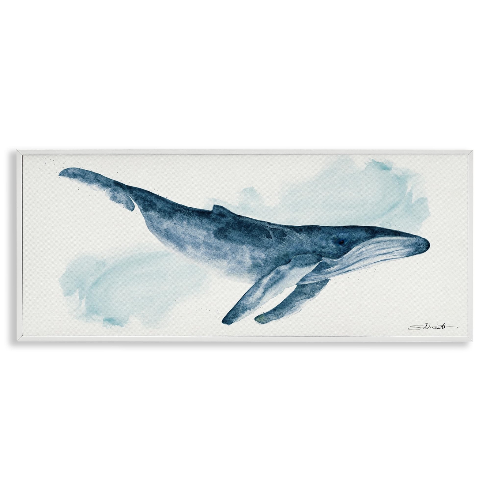Stupell Industries Nautical Humpback Whale Marine Animal Blue Watercolor Pain...