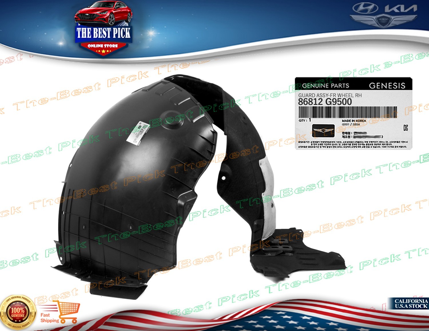 ⭐GENUINE⭐ Fender Liner Front RIGHT ⭐OEM⭐ For 2022-2026 Genesis G70 86812G9500 ⭐GENUINE⭐ Fender Liner Front RIGHT ⭐OEM⭐ For 2022-2026 Genesis G70 86812G9500