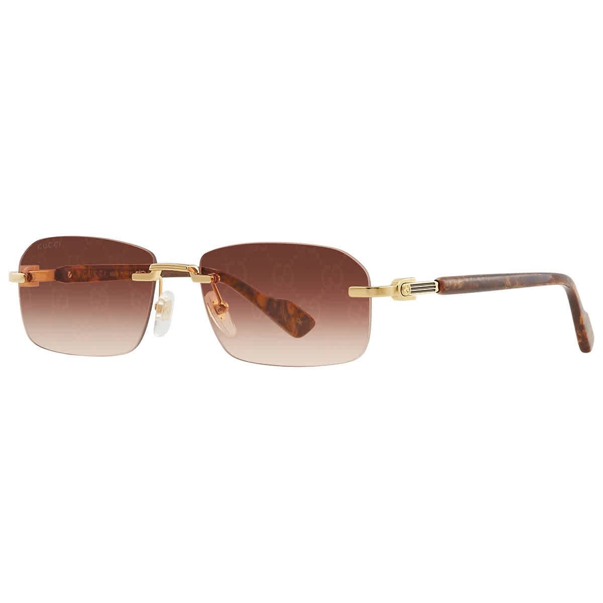 Gucci Red Logo Rectangular Men\'s Sunglasses GG1221S 004 56 GG1221S 004 56