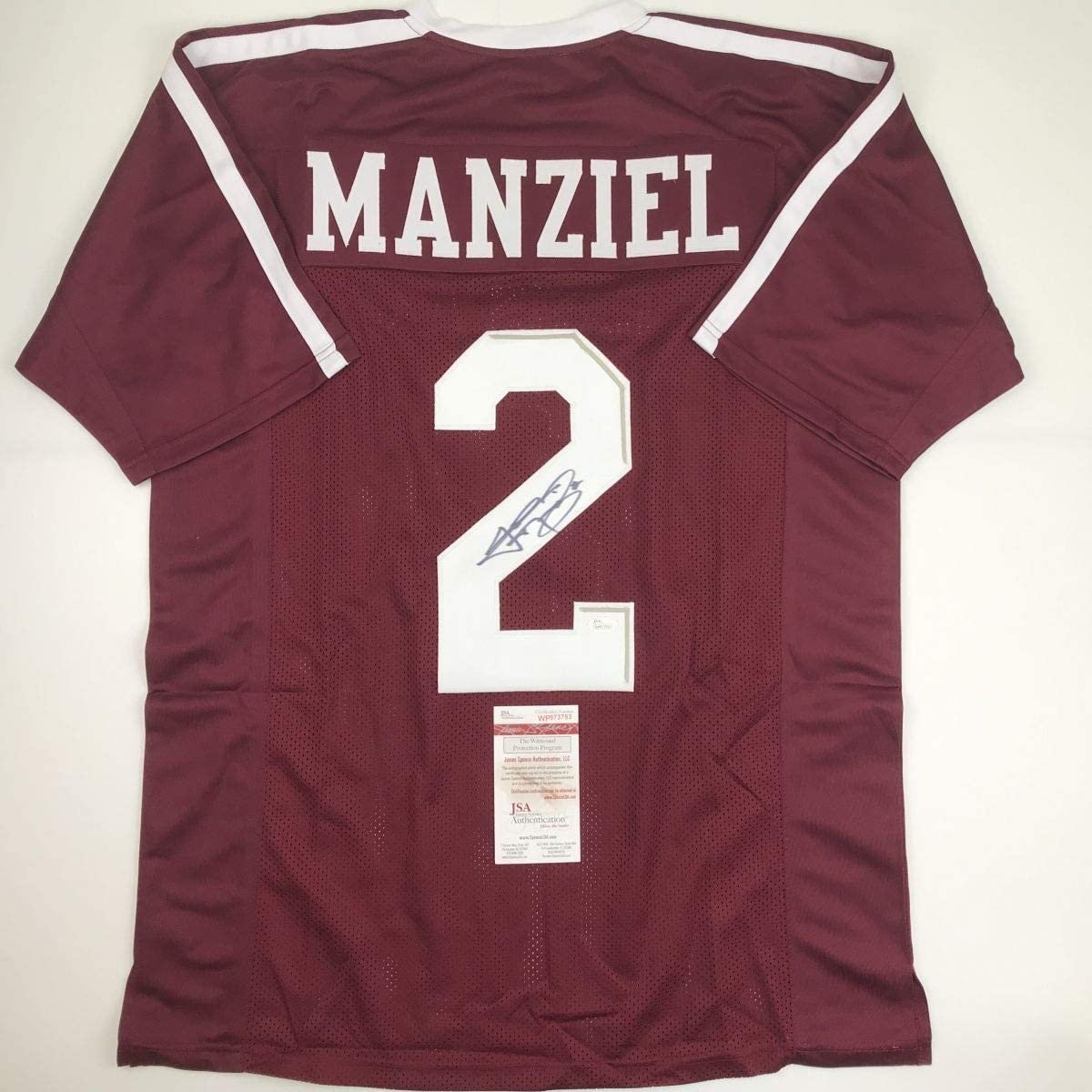 Autographed/Signed JOHNNY MANZIEL Texas A&M Maroon Jersey JSA COA Auto Autographed/Signed JOHNNY MANZIEL Texas A&M Maroon Jersey JSA COA Auto