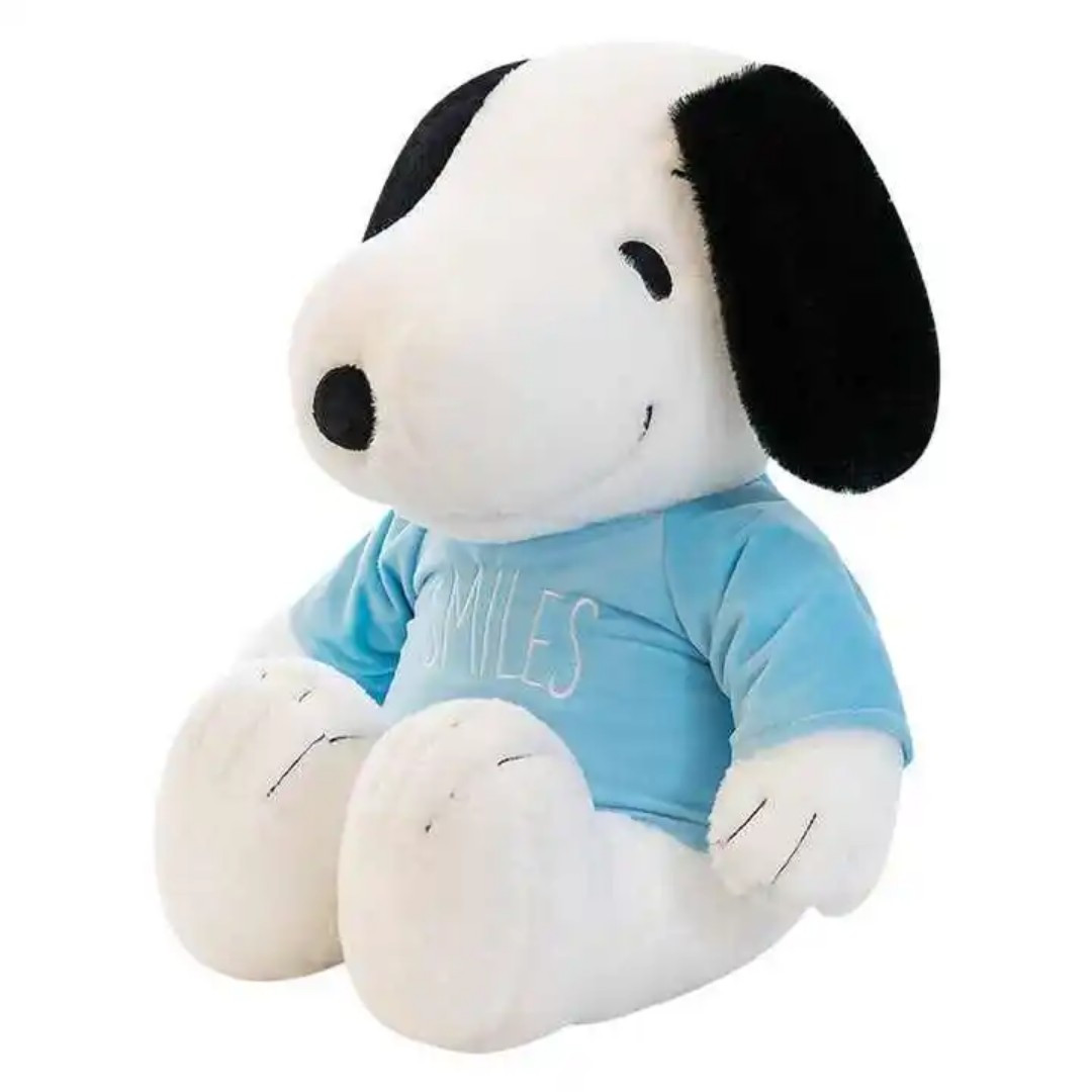 Snoopy 35cm Plush Stuffed Toy Kawaii White Dog Blue Smiles Shirt Cartoon Animal