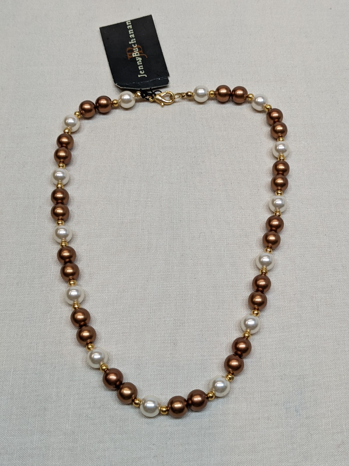 Jenny Buchanan Beaded Necklace Imitation Pearl Gold Tone Costume ~16\