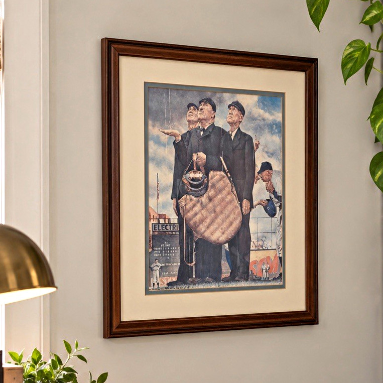 Framed Norman Rockwell “Tough Call” Print | Vintage Baseball Artwork 