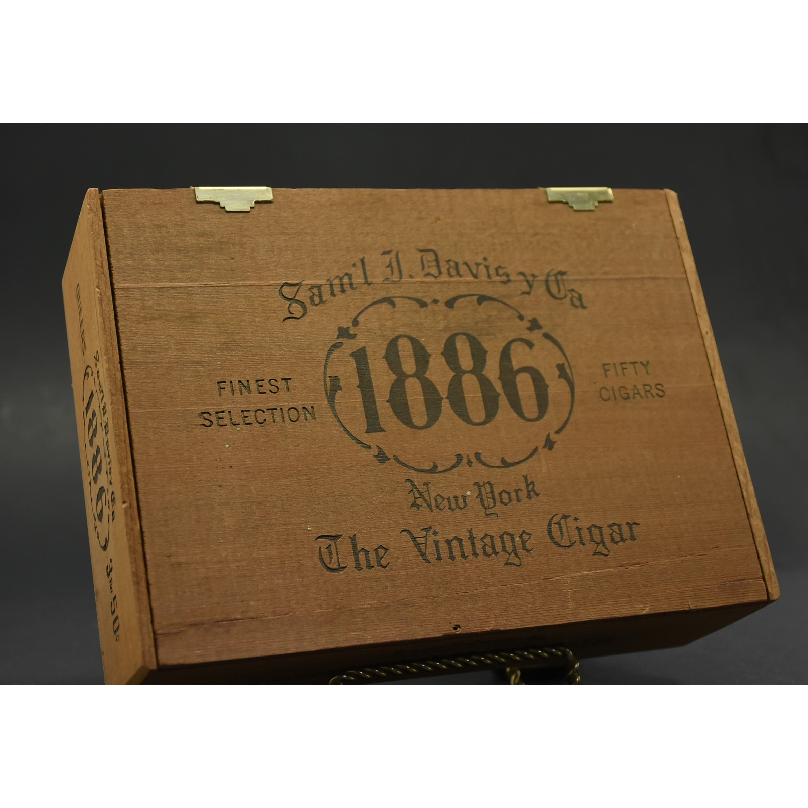 Vintage Sam\'l J. Davis Cigar Box 1886 Solid Wood Finger Jointed Samuel Davis