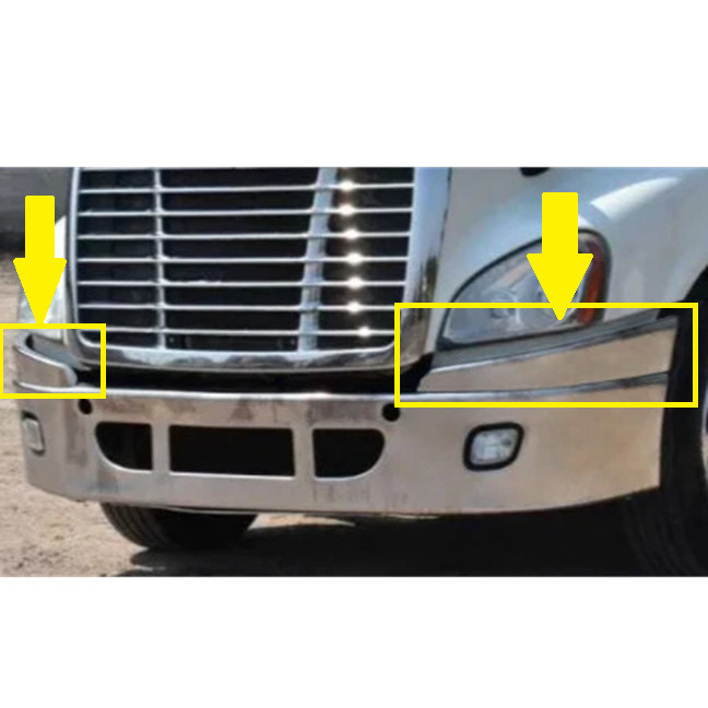 2007 to 2017 Freightliner Cascadia Chrome Plastic Top Bumper Filler Pair Set