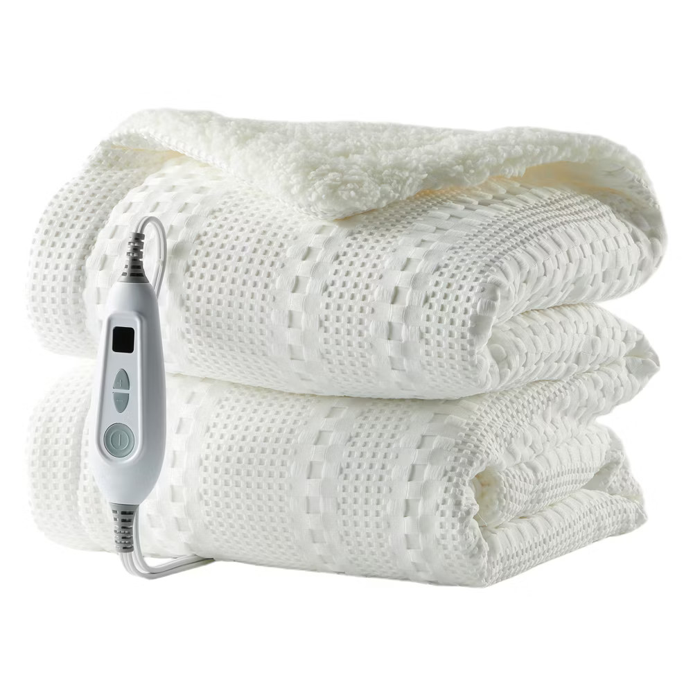 50x60 Inch Waffle Weave Heated Blanket with Digital Controller 9 Heat Levels