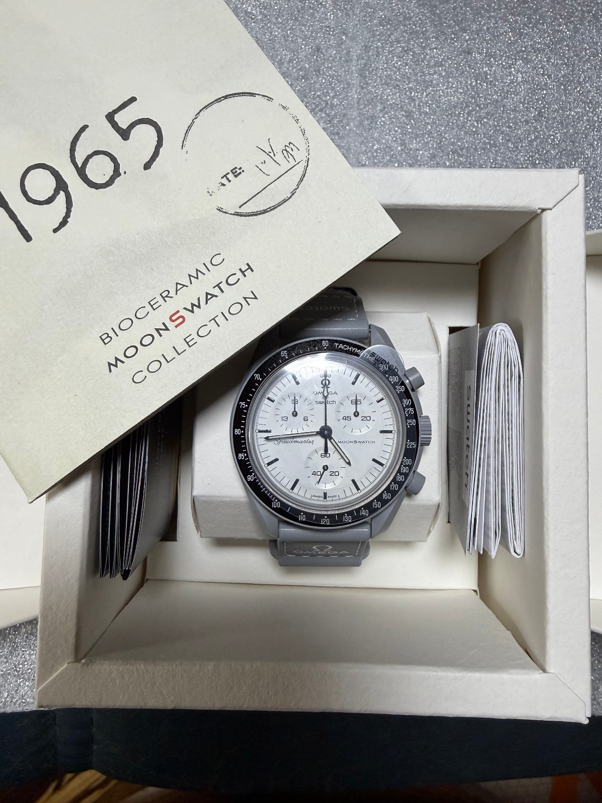 Swatch x OMEGA BIOCERAMIC MoonSwatch 1965 Gray White SO33M106 NEW Authentic