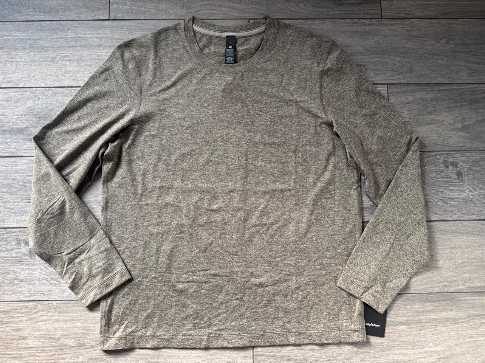 LULULEMON MENS SOFT JERSEY LONG SLEEVE JERSEY, HEATHERED THUNDER BROWN, NWT $68