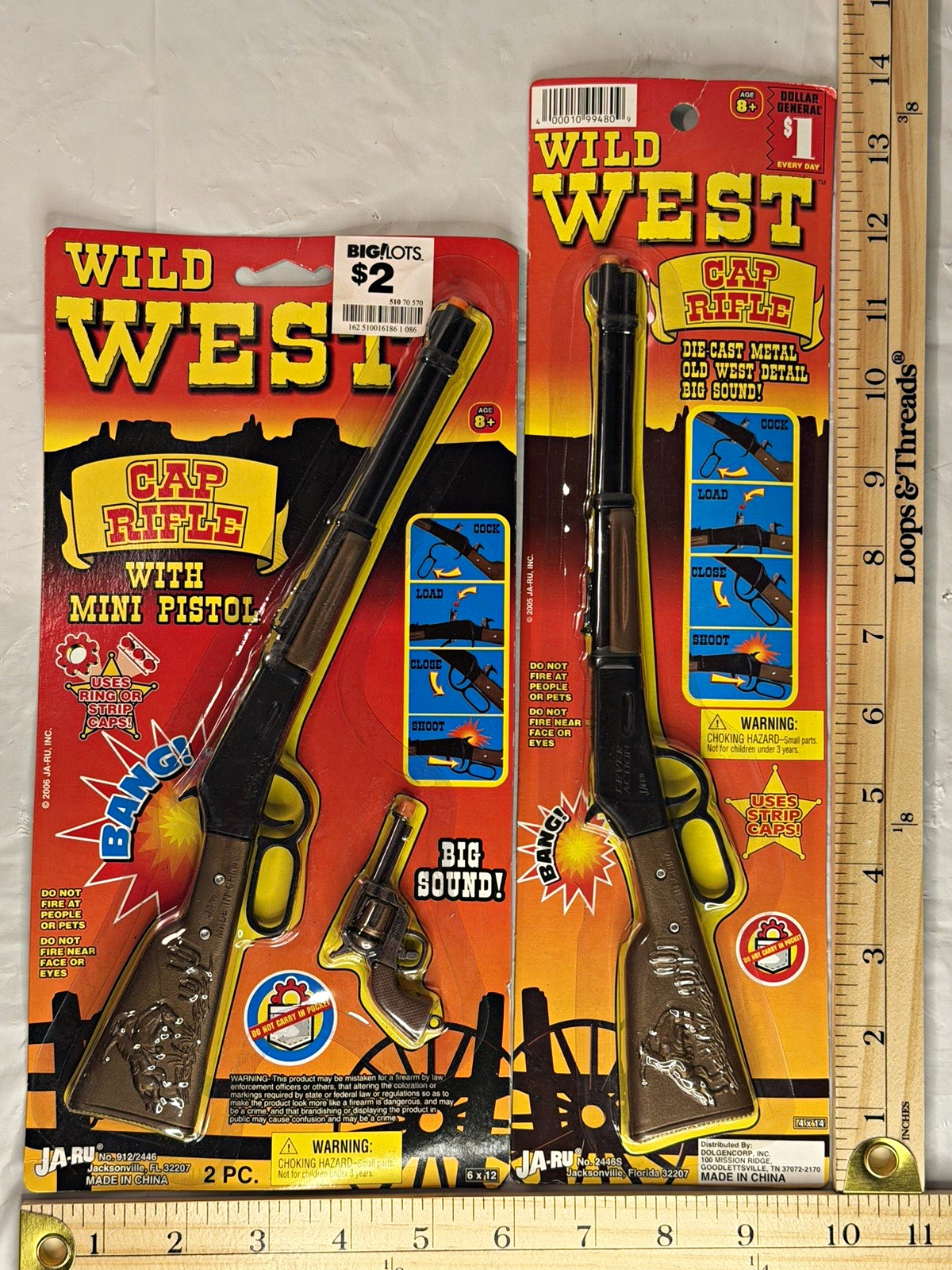 JA-RU Wild West Cap Rifle Lot 2 Lever Action Mini Pistol 2005 2006 Sealed
