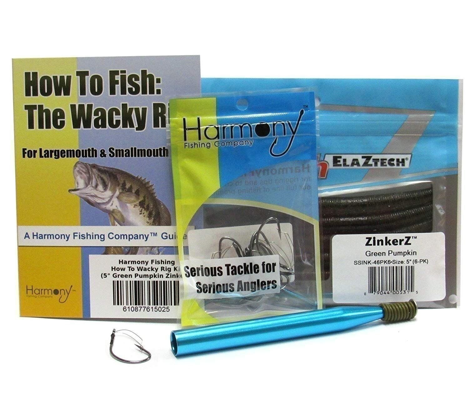 Harmony Fishing Wacky Rig Senko Kit (ZinkerZ, Weedless Hooks, Wacky Took, Guide)