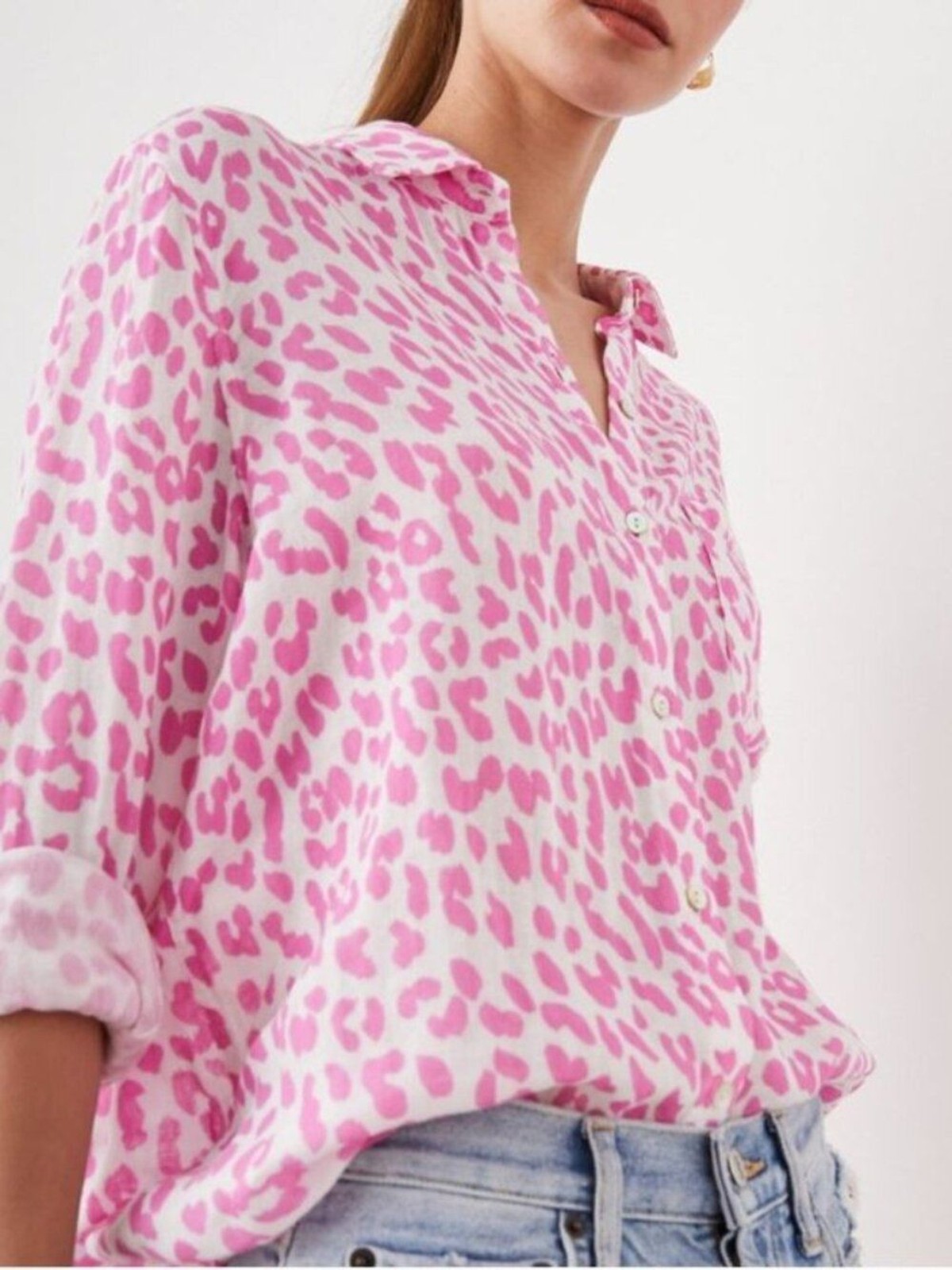 Rails Ellis Pink Leopard Shirt Small