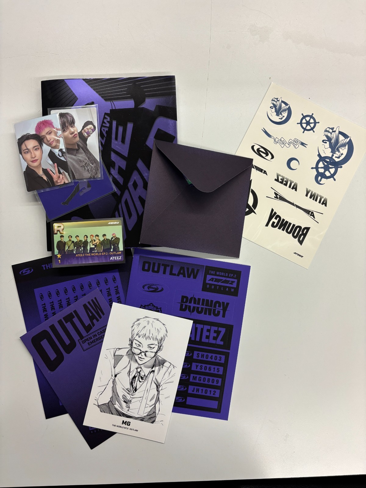 ATEEZ THE WORLD EP.2: OUTLAW EP CD Photobook/PCs/Stickers Postcard 2023 ATEEZ THE WORLD EP.2: OUTLAW EP CD Photobook/PCs/Stickers Postcard 2023
