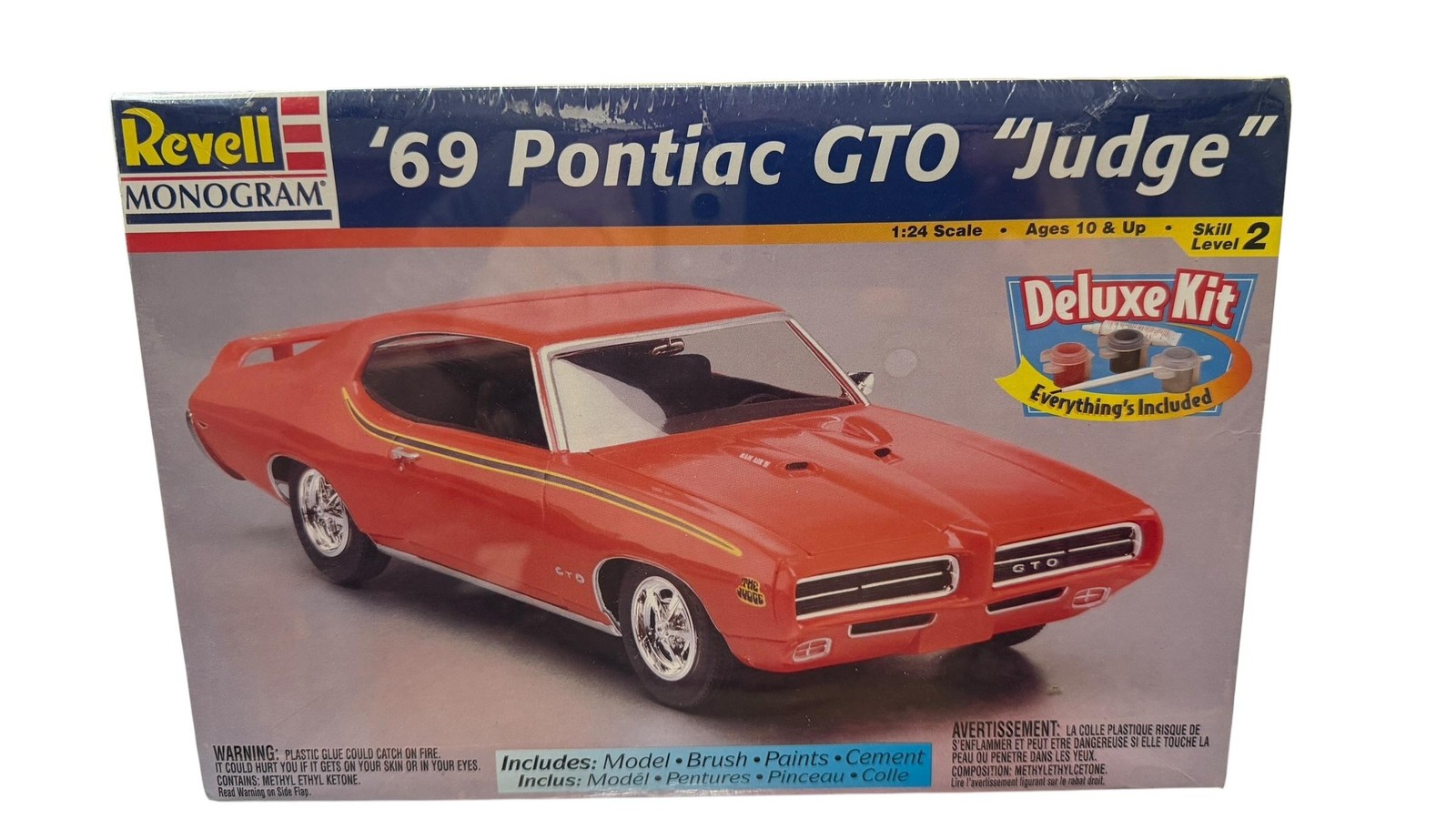 Vintage Revell Monogram 69 Pontiac GTO Judge 1:24 Orange Model Kit New Sealed