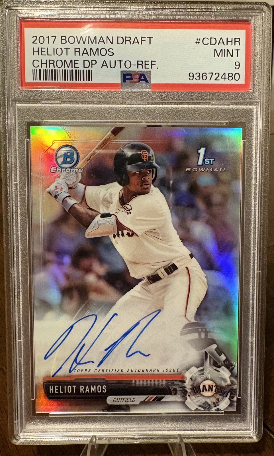 2017 Bowman Draft Chrome Draft Pick Autographs Heliot Ramos /499 PSA 9 MINT NYY
