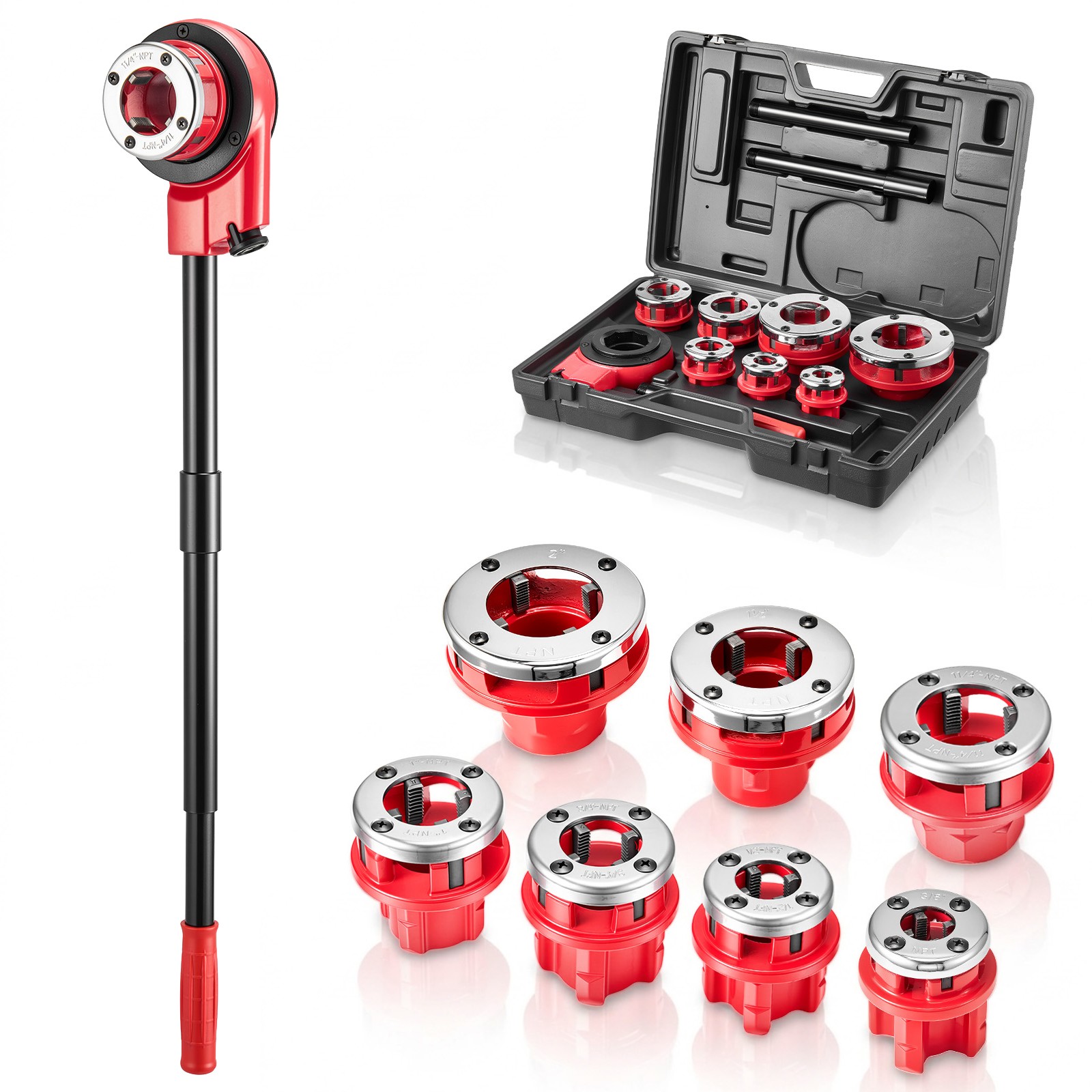 Uimoso Ratchet Pipe Threader Kit with 7 Dies, 3/8\ Uimoso Ratchet Pipe Threader Kit with 7 Dies, 3/8\