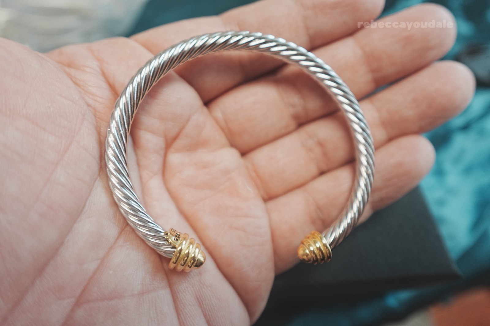 Gift4mm Classic CableDavdYurrmanSterling Silver BraceIet&18k Gold Dome BangIe Gift4mm Classic CableDavdYurrmanSterling Silver BraceIet&18k Gold Dome BangIe