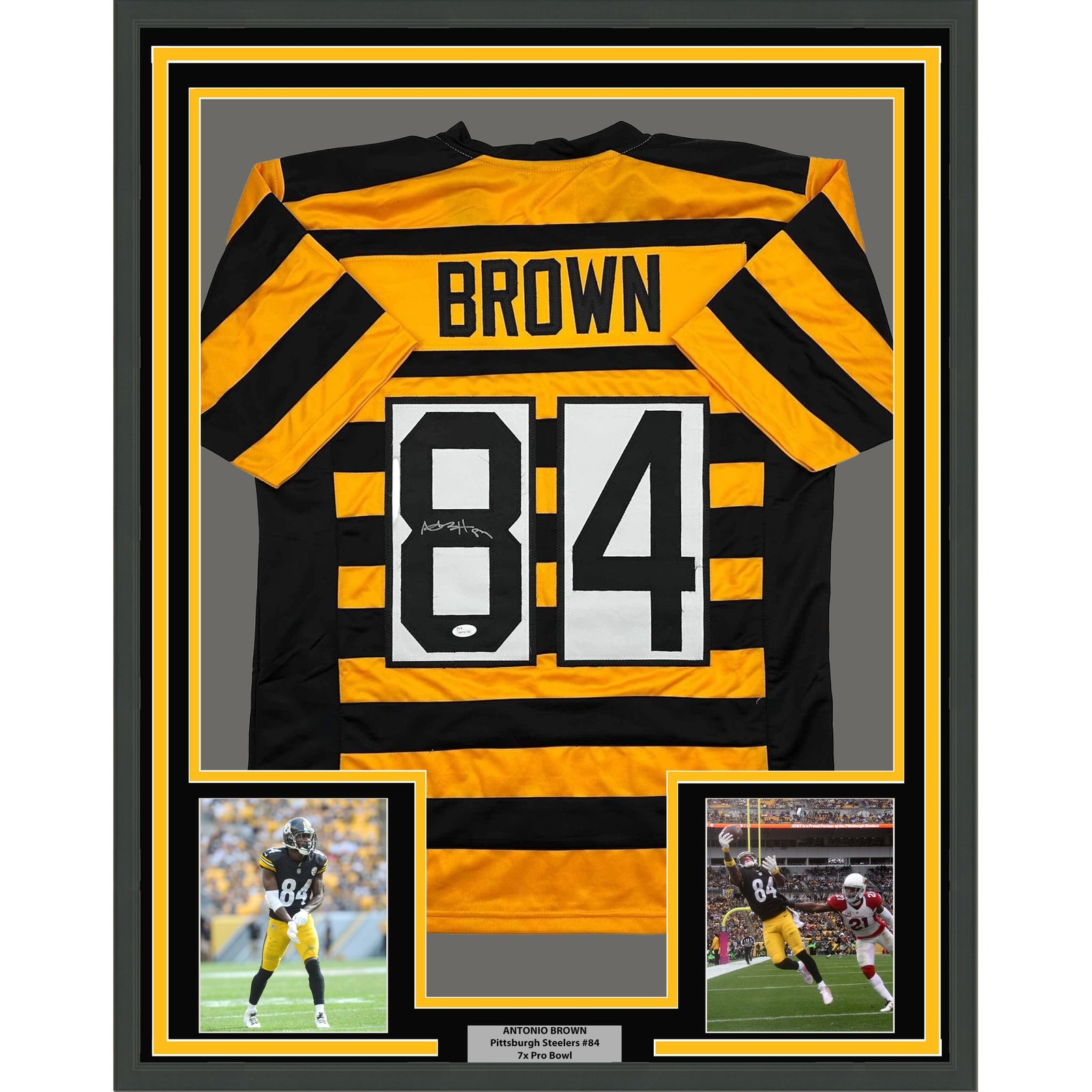 Framed Autographed/Signed Antonio Brown 35x39 Pittsburgh BB Jersey JSA COA Framed Autographed/Signed Antonio Brown 35x39 Pittsburgh BB Jersey JSA COA