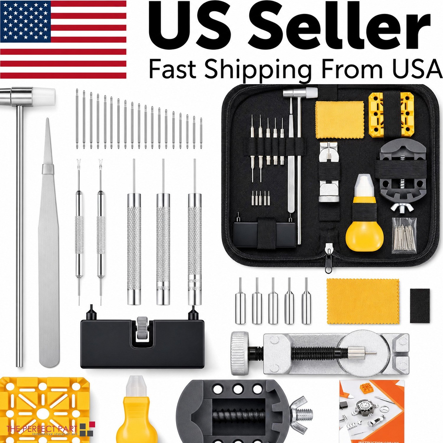 2027 Watch Repair Kit Watchmaker Back Case Remover Opener Link Pin Spring Bar