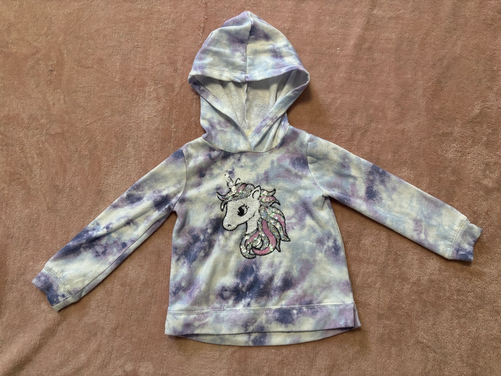 Toddler Girls Btween Graphic Unicorn Tie Dye Flimsy Casual Hoodie. Size 3T