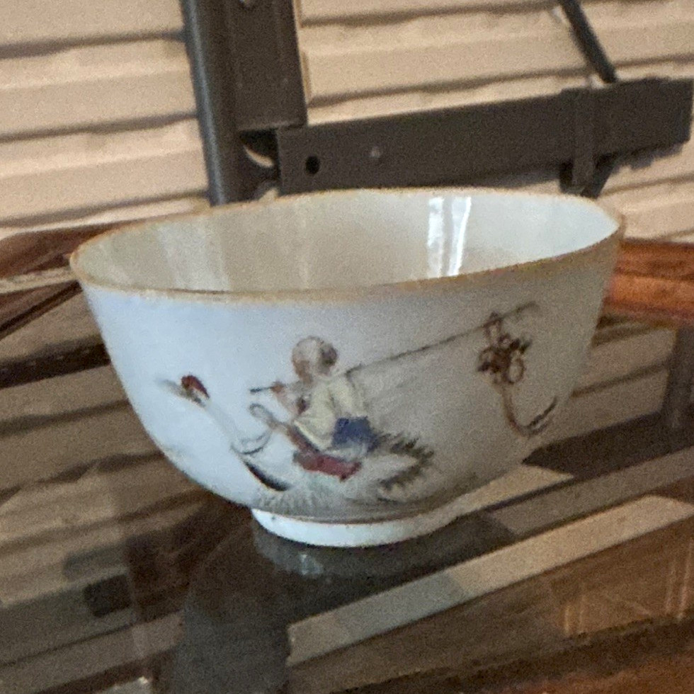 Vintage Chinese FamilleRose Porcelain Bowl Landscape Xu Li De Tang Jian Zhi Mark