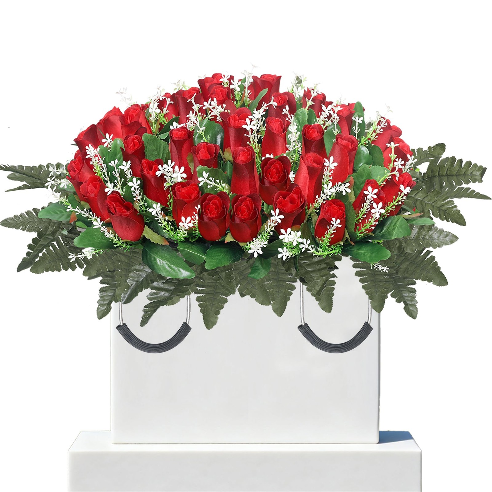 Wocst Artificial Cemetery Flowers for Grave Headstone Flower Saddle Realistic...