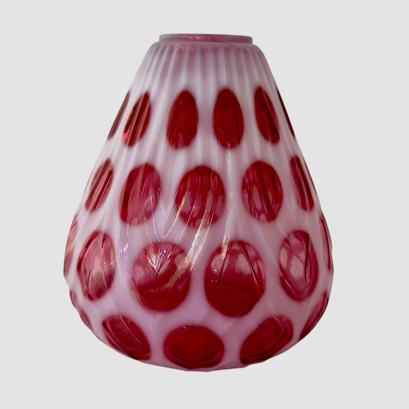 Vintage Fenton Art Glass Pink Coin Dot Lamp Base #1448