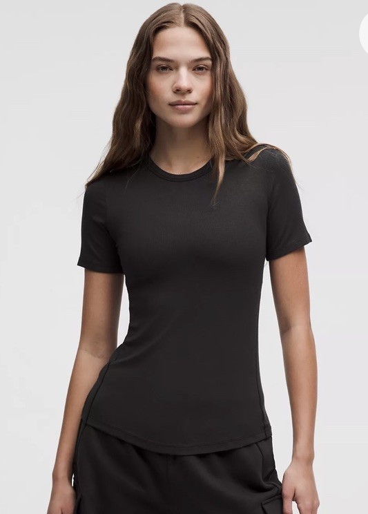 Lululemon Hold Tight Short Sleeve Shirt Womens 4 Black Ribbed Modal Tee NWT