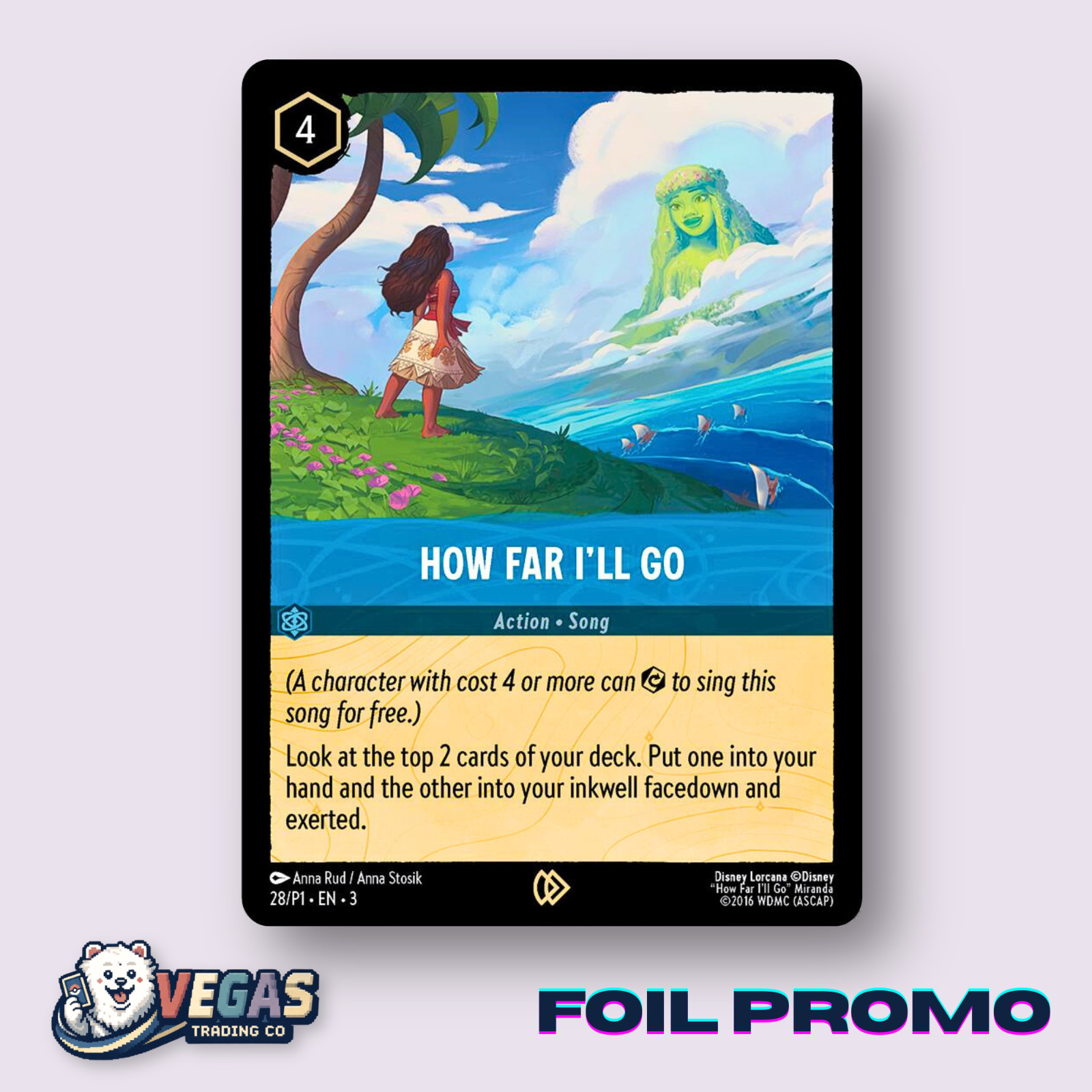 How Far I\'ll Go 28/P1 Foil Promo Moana Into the Inklands LP Disney Lorcana DLPC