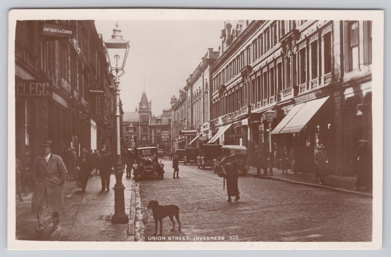 Union Street Inverness Scotland RPPC Ness Series Street Scene Cars Dog Postcard